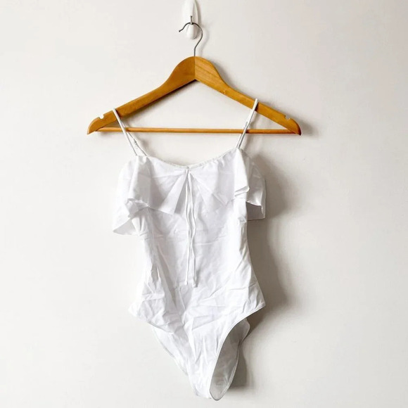 Aritzia Wilfred Nyla One Piece Ruffle Swim Bodysuit White Size Small - Picture 4 of 9